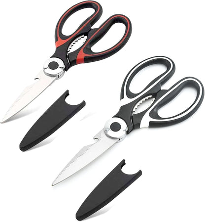 Heavy Duty Kitchen Scissors, 2 Pcs Stainless Steel Multipurpose Sharp Utility Shear for Chicken, Fish, Meat, Bear and Nuts (2)
