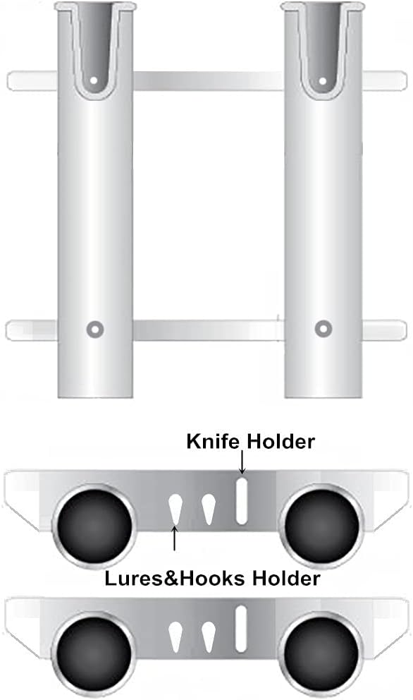 Wall Mounted Fishing Rod Holders Tubes Links Fishing Rod Holder Rack Rests (4-TUBE White- -US)