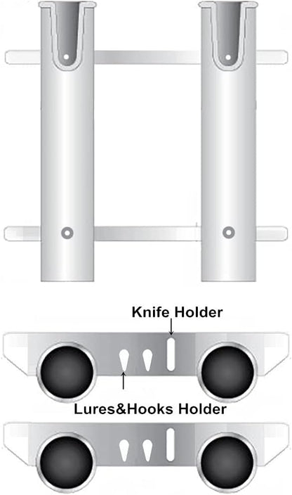 Wall Mounted Fishing Rod Holders Tubes Links Fishing Rod Holder Rack Rests (4-TUBE White- -US)