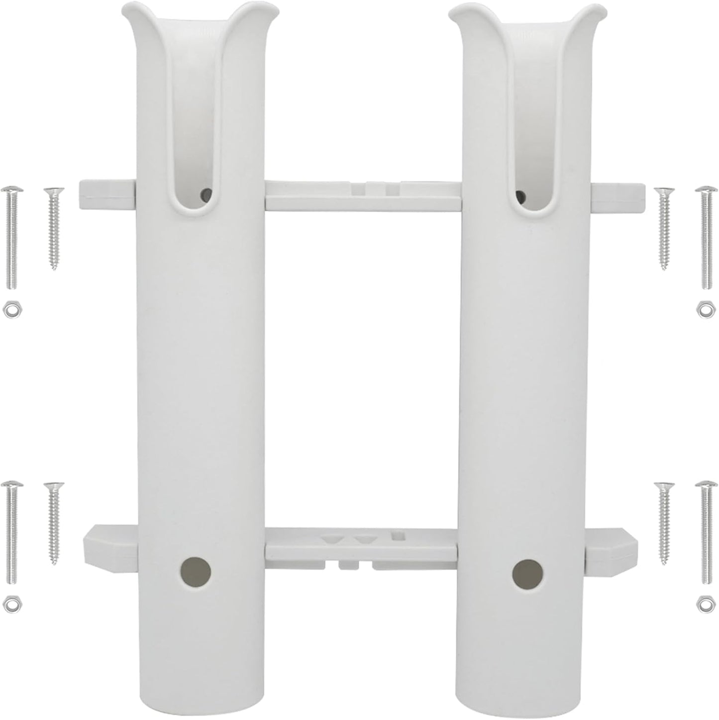 Wall Mounted Fishing Rod Holders Tubes Links Fishing Rod Holder Rack Rests (4-TUBE White- -US)