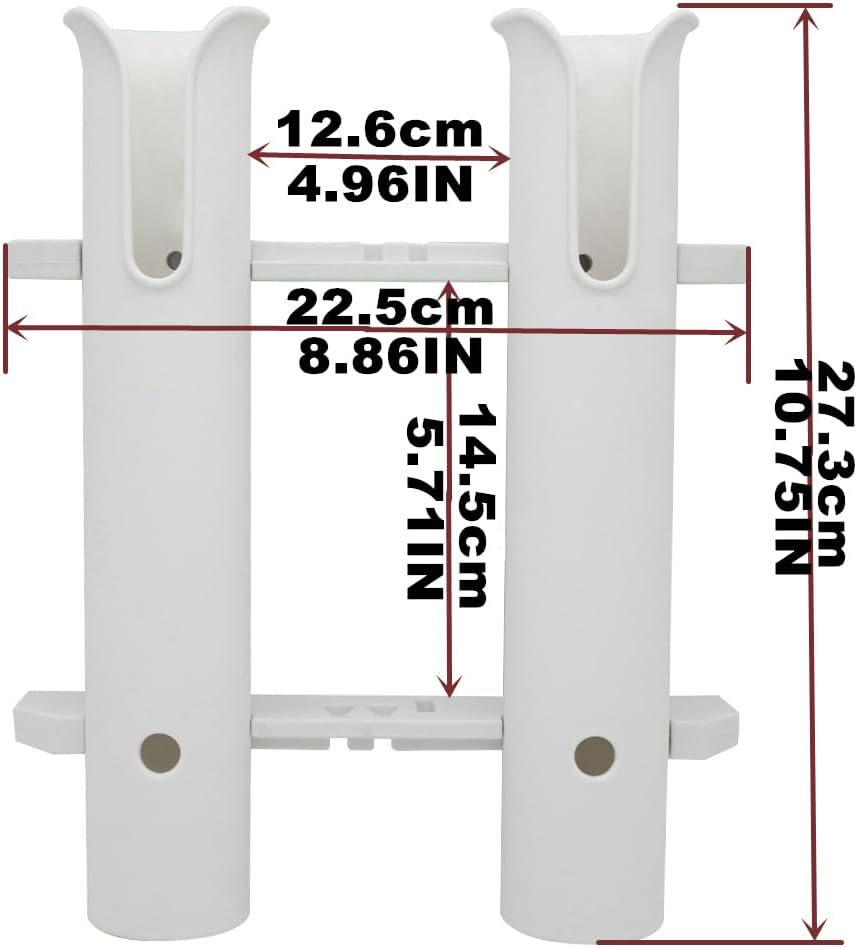 Wall Mounted Fishing Rod Holders Tubes Links Fishing Rod Holder Rack Rests (4-TUBE White- -US)