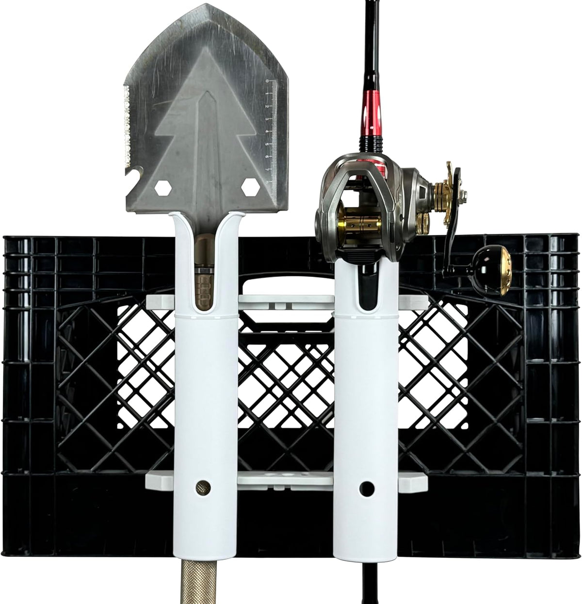 Wall Mounted Fishing Rod Holders Tubes Links Fishing Rod Holder Rack Rests (4-TUBE White- -US)