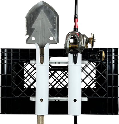 Wall Mounted Fishing Rod Holders Tubes Links Fishing Rod Holder Rack Rests (4-TUBE White- -US)