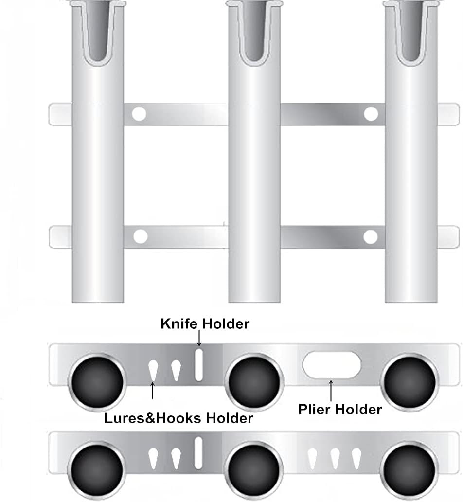 Wall Mounted Fishing Rod Holders Tubes Links Fishing Rod Holder Rack Rests (4-TUBE White- -US)