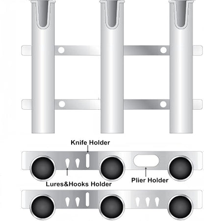 Wall Mounted Fishing Rod Holders Tubes Links Fishing Rod Holder Rack Rests (4-TUBE White- -US)