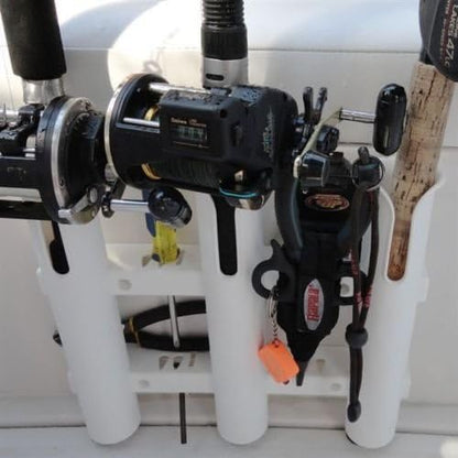 Wall Mounted Fishing Rod Holders Tubes Links Fishing Rod Holder Rack Rests (4-TUBE White- -US)