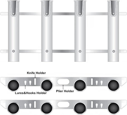 Wall Mounted Fishing Rod Holders Tubes Links Fishing Rod Holder Rack Rests (4-TUBE White- -US)