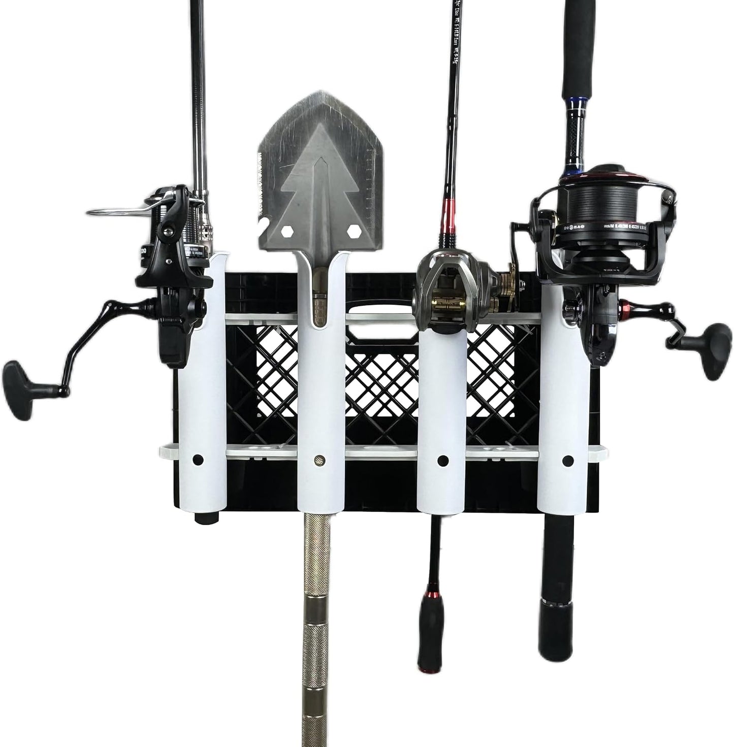Wall Mounted Fishing Rod Holders Tubes Links Fishing Rod Holder Rack Rests (4-TUBE White- -US)
