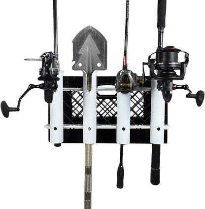 Wall Mounted Fishing Rod Holders Tubes Links Fishing Rod Holder Rack Rests (4-TUBE White- -US)