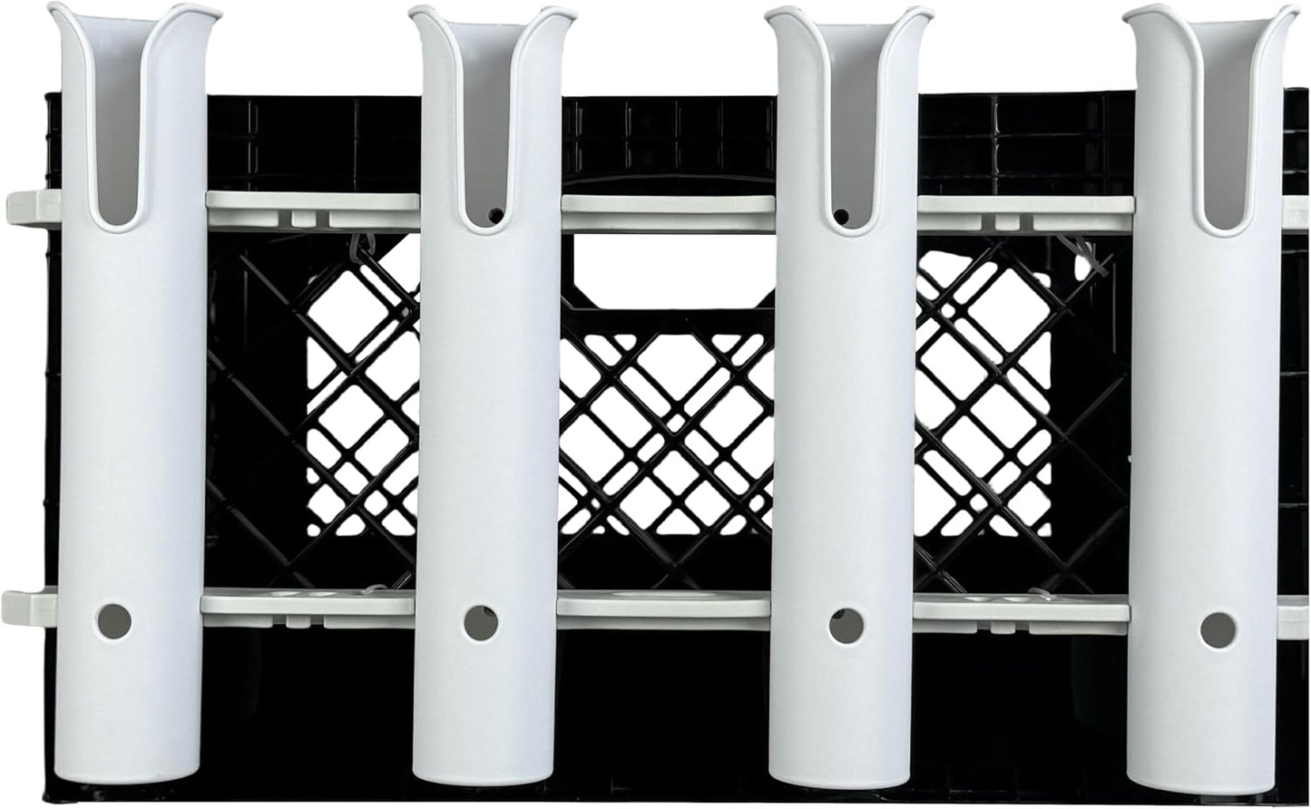 Wall Mounted Fishing Rod Holders Tubes Links Fishing Rod Holder Rack Rests (4-TUBE White- -US)