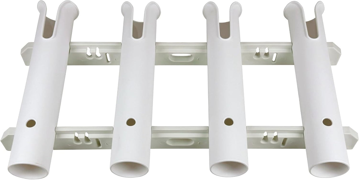 Wall Mounted Fishing Rod Holders Tubes Links Fishing Rod Holder Rack Rests (4-TUBE White- -US)