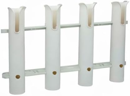 Wall Mounted Fishing Rod Holders Tubes Links Fishing Rod Holder Rack Rests (4-TUBE White- -US)