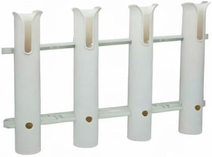 Wall Mounted Fishing Rod Holders Tubes Links Fishing Rod Holder Rack Rests (4-TUBE White- -US)