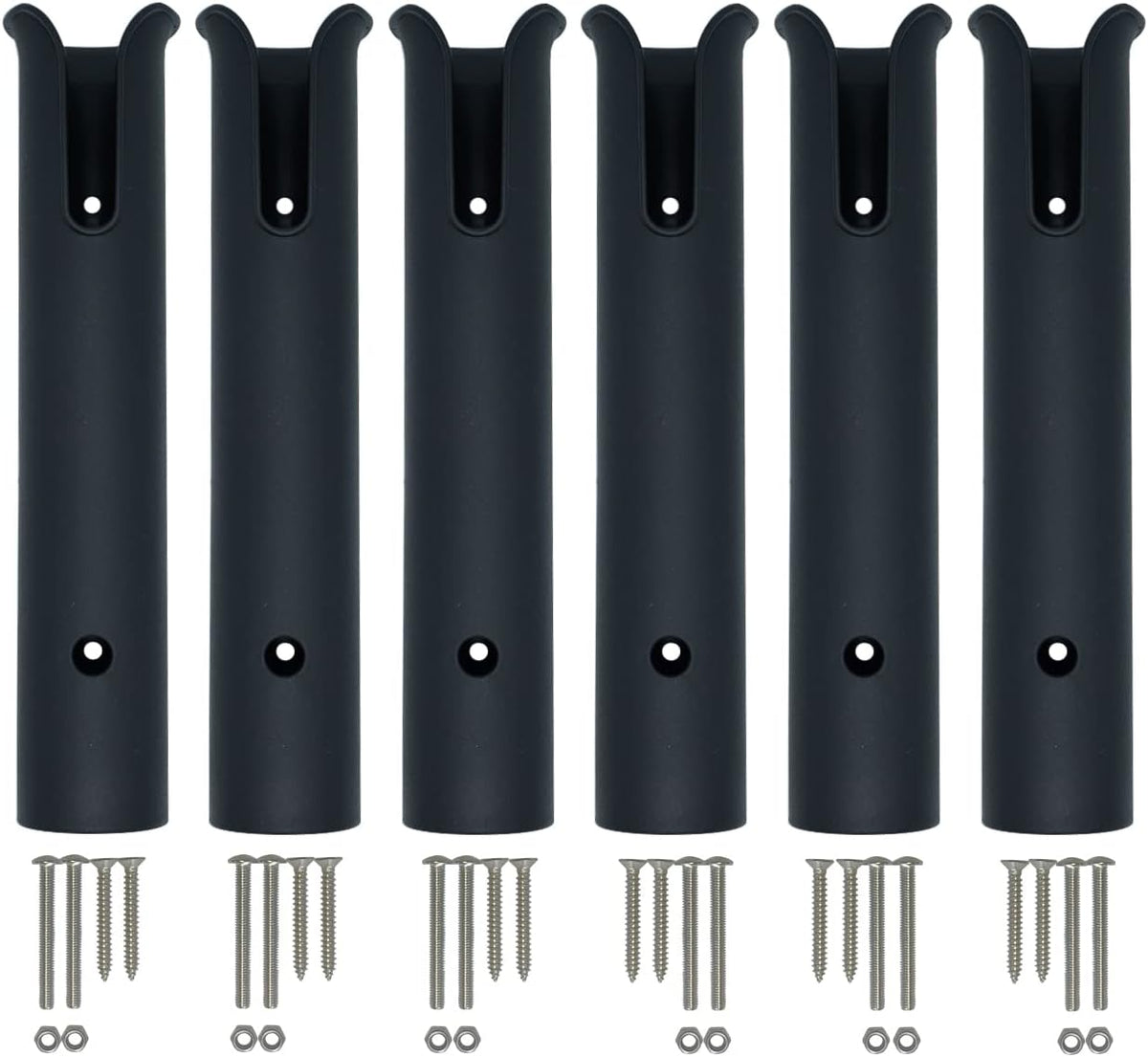 Wall Mounted Fishing Rod Holders Tubes Links Fishing Rod Holder Rack Rests (4-TUBE White- -US)