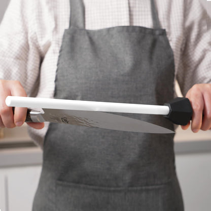 119N Diamond Sharpening Steel – Professional Solid Knife Sharpener Honing Rod with Built-in Angle Guides, Sharpens, Realigns, and Polishes Edges for Chef and Kitchen Knives