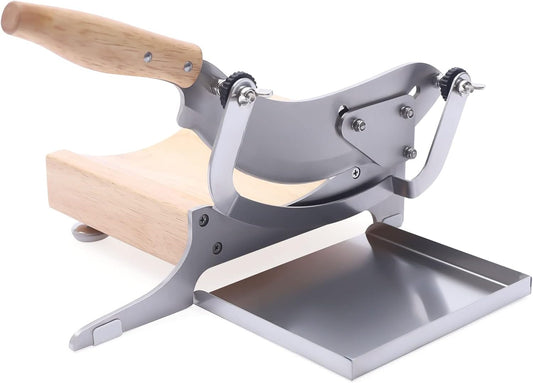 Stainless Steel Manual Meat Beef Slicer, 0~0.5inch Thickness Adjustable Meat Cutter Machine with Concave Base, Manual Cutting Machine for Sausages, Vegetables, Pork, Beef, Ham