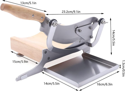 Stainless Steel Manual Meat Beef Slicer, 0~0.5inch Thickness Adjustable Meat Cutter Machine with Concave Base, Manual Cutting Machine for Sausages, Vegetables, Pork, Beef, Ham
