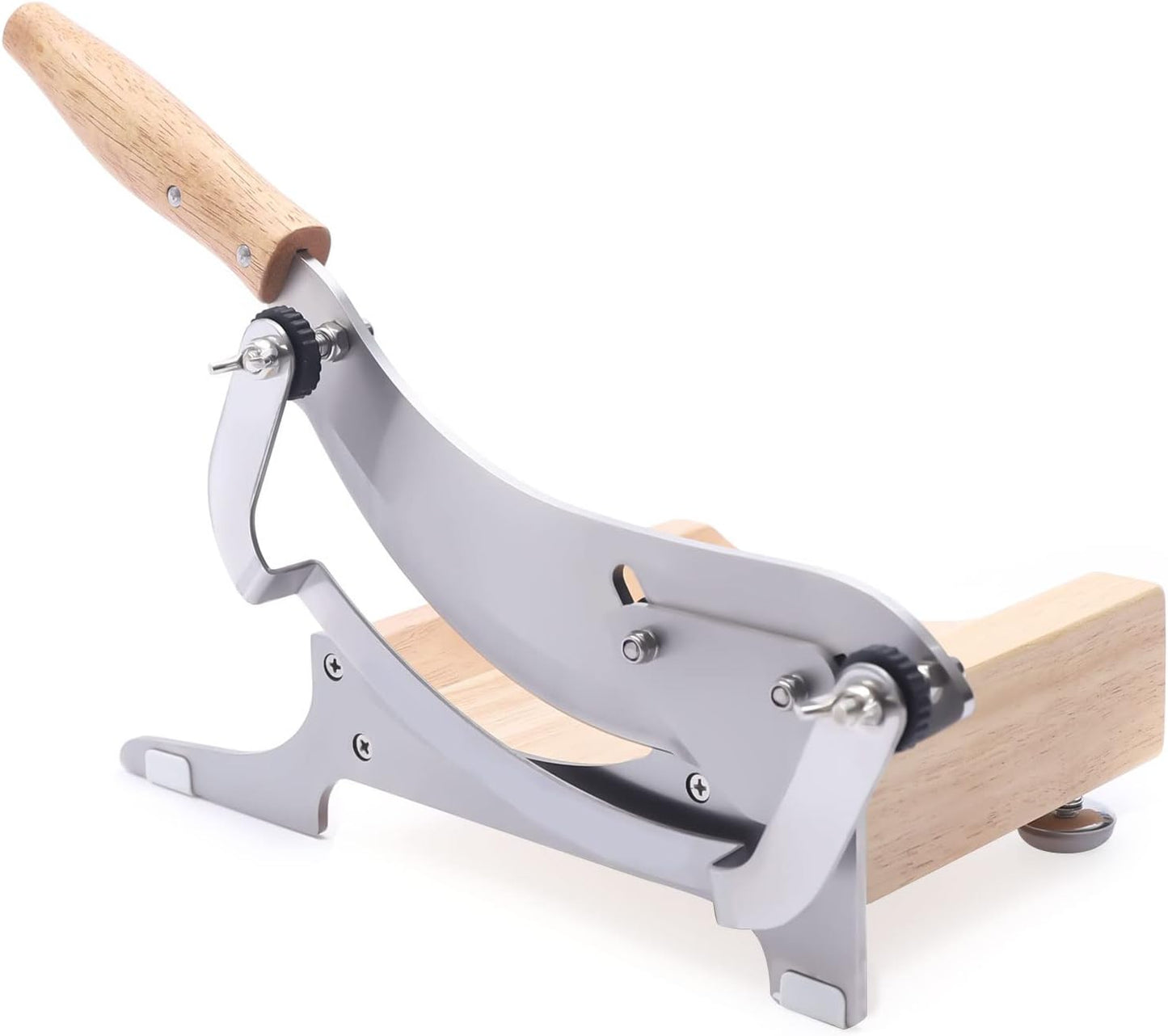 Stainless Steel Manual Meat Beef Slicer, 0~0.5inch Thickness Adjustable Meat Cutter Machine with Concave Base, Manual Cutting Machine for Sausages, Vegetables, Pork, Beef, Ham