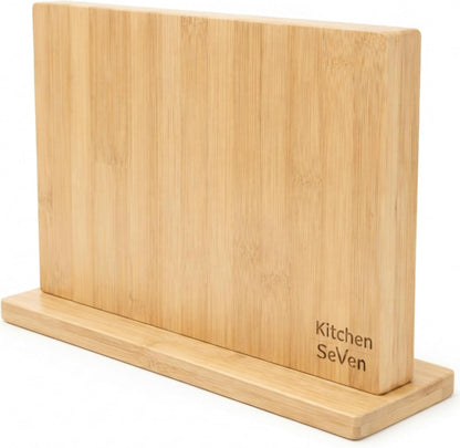 Magnetic Knife Block with 18 COREVA™ Magnetic Plates – Double Sided Bamboo Knife Holder, Engineered Full-Surface Magnetic System for All Knives & Scissors, Countertop Storage Organizer