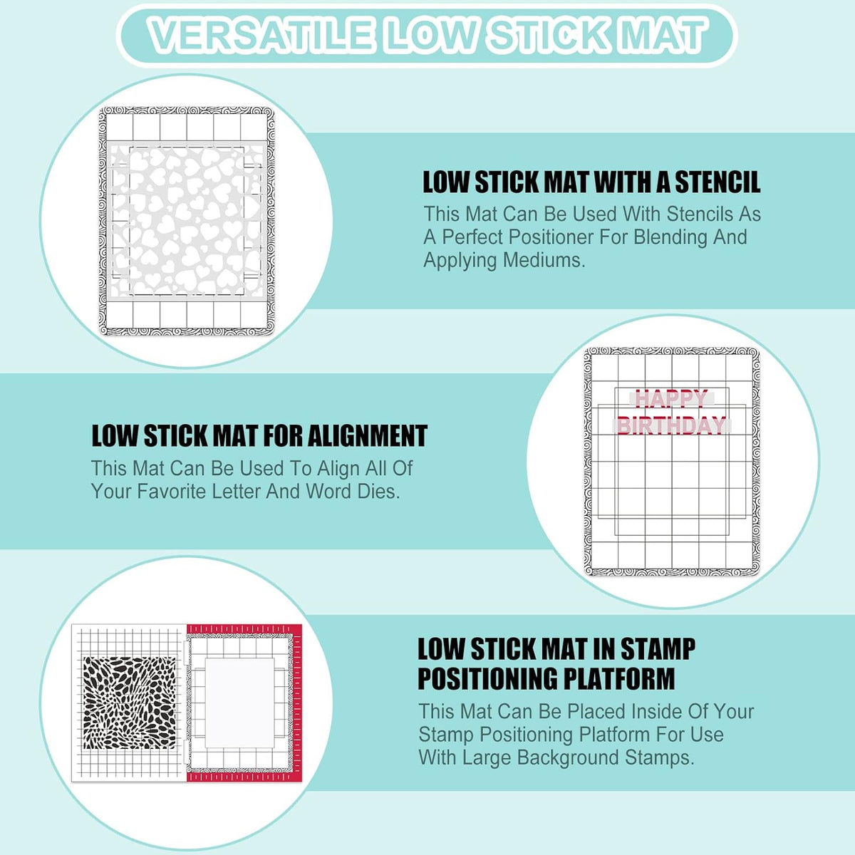 4 PCS Sticky Non-Slip Flexible Gridded Stamp Mats Grid Sheets Low Stick Mat Multi-Use Low Tack Mat,Stick and Stamp Adhesived Sheet Scrapbooking Craft Accessory