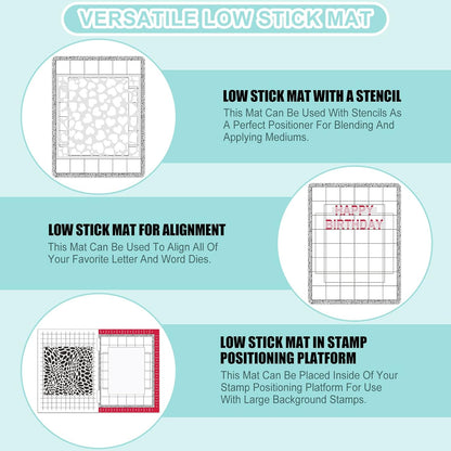 4 PCS Sticky Non-Slip Flexible Gridded Stamp Mats Grid Sheets Low Stick Mat Multi-Use Low Tack Mat,Stick and Stamp Adhesived Sheet Scrapbooking Craft Accessory