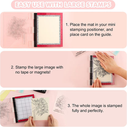 4 PCS Sticky Non-Slip Flexible Gridded Stamp Mats Grid Sheets Low Stick Mat Multi-Use Low Tack Mat,Stick and Stamp Adhesived Sheet Scrapbooking Craft Accessory