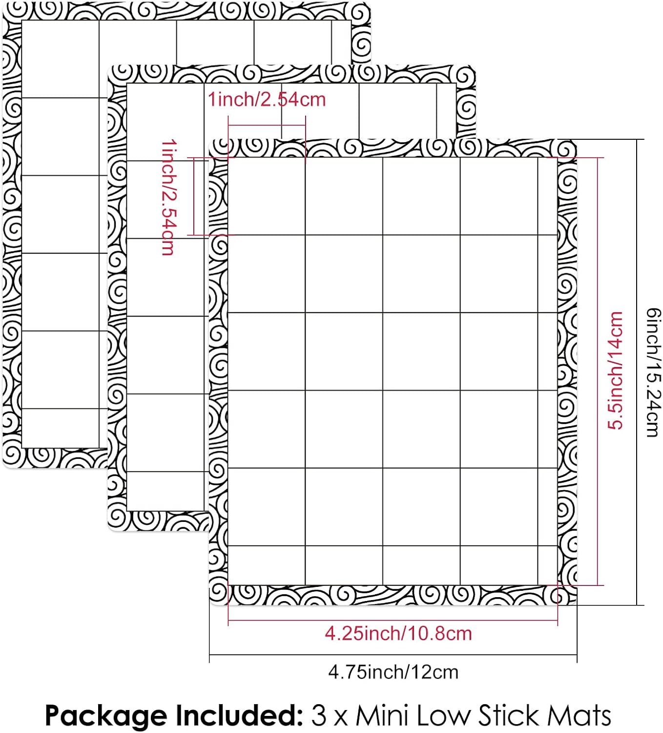 4 PCS Sticky Non-Slip Flexible Gridded Stamp Mats Grid Sheets Low Stick Mat Multi-Use Low Tack Mat,Stick and Stamp Adhesived Sheet Scrapbooking Craft Accessory