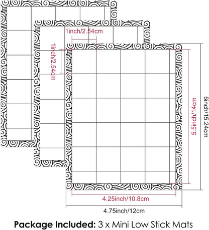 4 PCS Sticky Non-Slip Flexible Gridded Stamp Mats Grid Sheets Low Stick Mat Multi-Use Low Tack Mat,Stick and Stamp Adhesived Sheet Scrapbooking Craft Accessory