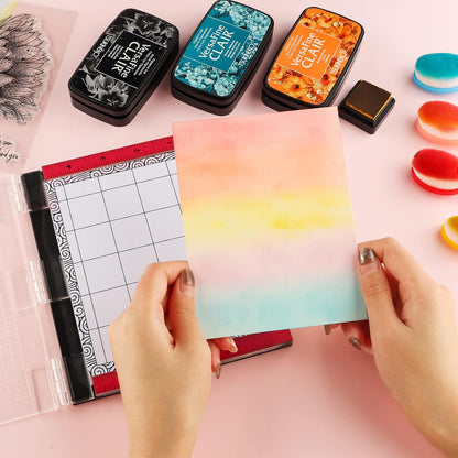 4 PCS Sticky Non-Slip Flexible Gridded Stamp Mats Grid Sheets Low Stick Mat Multi-Use Low Tack Mat,Stick and Stamp Adhesived Sheet Scrapbooking Craft Accessory