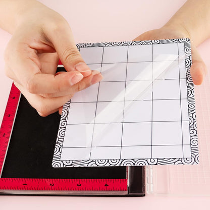 4 PCS Sticky Non-Slip Flexible Gridded Stamp Mats Grid Sheets Low Stick Mat Multi-Use Low Tack Mat,Stick and Stamp Adhesived Sheet Scrapbooking Craft Accessory