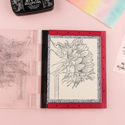 4 PCS Sticky Non-Slip Flexible Gridded Stamp Mats Grid Sheets Low Stick Mat Multi-Use Low Tack Mat,Stick and Stamp Adhesived Sheet Scrapbooking Craft Accessory