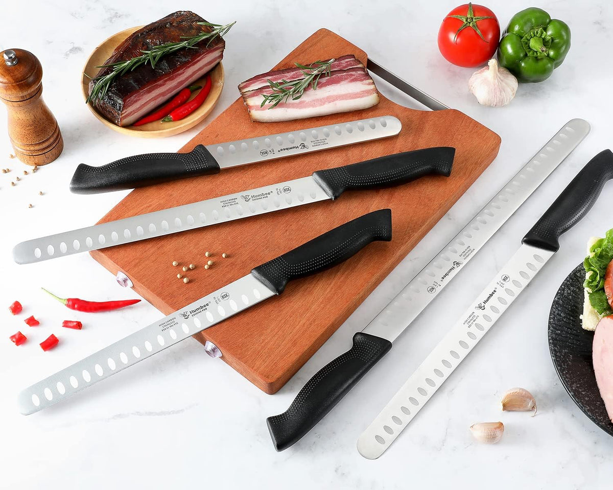 Carving Knife 14-Inch with Razor Sharp Granton Edge for Turkey, Ham, Meat Slicing and Cutting – NSF Certified, German Stainless Steel Blade, Black