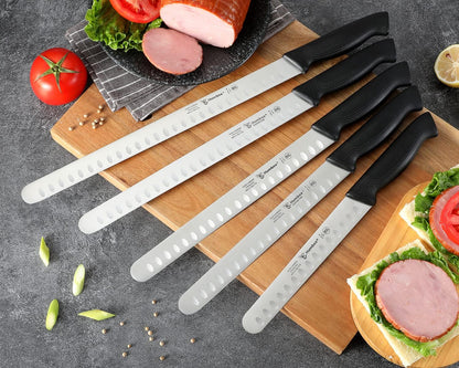 Carving Knife 14-Inch with Razor Sharp Granton Edge for Turkey, Ham, Meat Slicing and Cutting – NSF Certified, German Stainless Steel Blade, Black