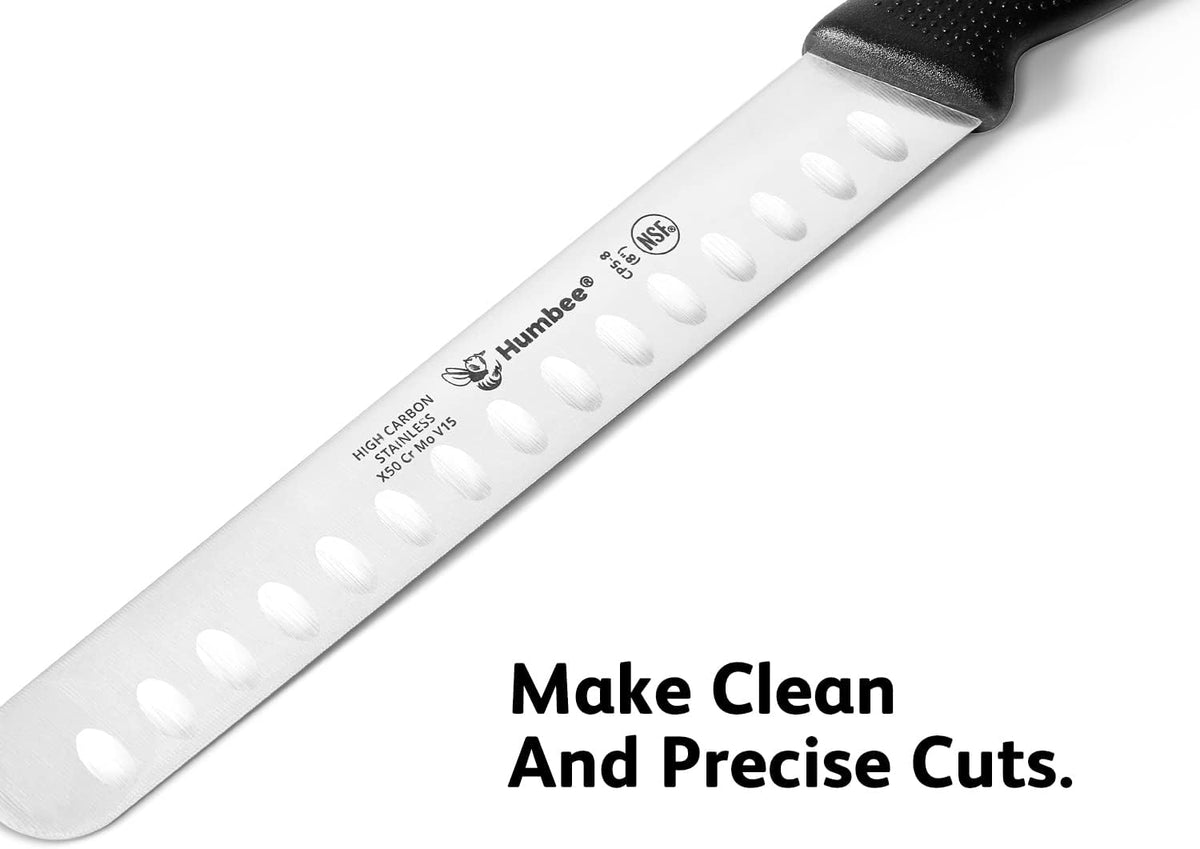 Carving Knife 14-Inch with Razor Sharp Granton Edge for Turkey, Ham, Meat Slicing and Cutting – NSF Certified, German Stainless Steel Blade, Black