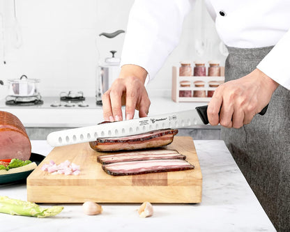 Carving Knife 14-Inch with Razor Sharp Granton Edge for Turkey, Ham, Meat Slicing and Cutting – NSF Certified, German Stainless Steel Blade, Black
