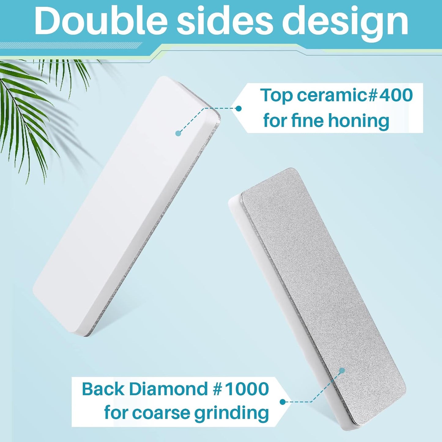2 Pcs Mini Pocket Knife Sharpener Stone Double Sided Portable Sharpening Stone Whetstone Diamond Ceramic Sharpen Tools 400/1000 Grit for Knives Scissors Kitchen Outdoor Survival Gear