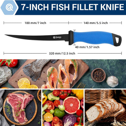 Fish Fillet Knife 7 Inch,Fillet Knife, 7 Inches Professional Flexible Blade