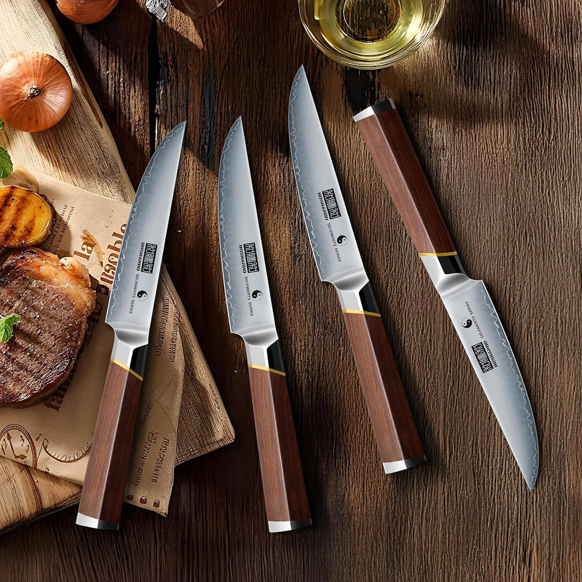 Steak Knife Set of 6, Professional 4.5" Non Serrated Steak Knives