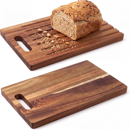 1 Pcs Double Side Wood Bread Cutting Board with Debris Collection 15 x 9.75 x 0.75 Inches Bread Slicer Board Sweep off Baguette Boards for Kitchen Sourdough Homemade Loaves Everyday Meals