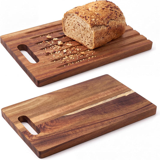 1 Pcs Double Side Wood Bread Cutting Board with Debris Collection 15 x 9.75 x 0.75 Inches Bread Slicer Board Sweep off Baguette Boards for Kitchen Sourdough Homemade Loaves Everyday Meals