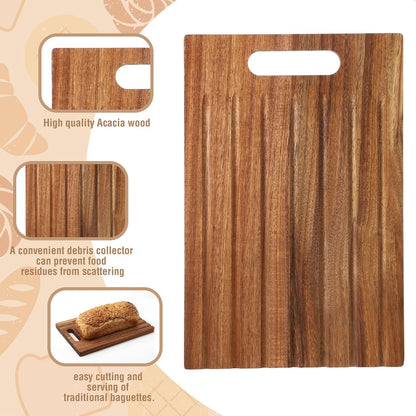 1 Pcs Double Side Wood Bread Cutting Board with Debris Collection 15 x 9.75 x 0.75 Inches Bread Slicer Board Sweep off Baguette Boards for Kitchen Sourdough Homemade Loaves Everyday Meals