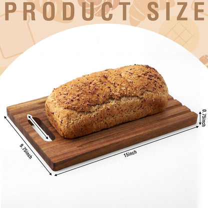1 Pcs Double Side Wood Bread Cutting Board with Debris Collection 15 x 9.75 x 0.75 Inches Bread Slicer Board Sweep off Baguette Boards for Kitchen Sourdough Homemade Loaves Everyday Meals