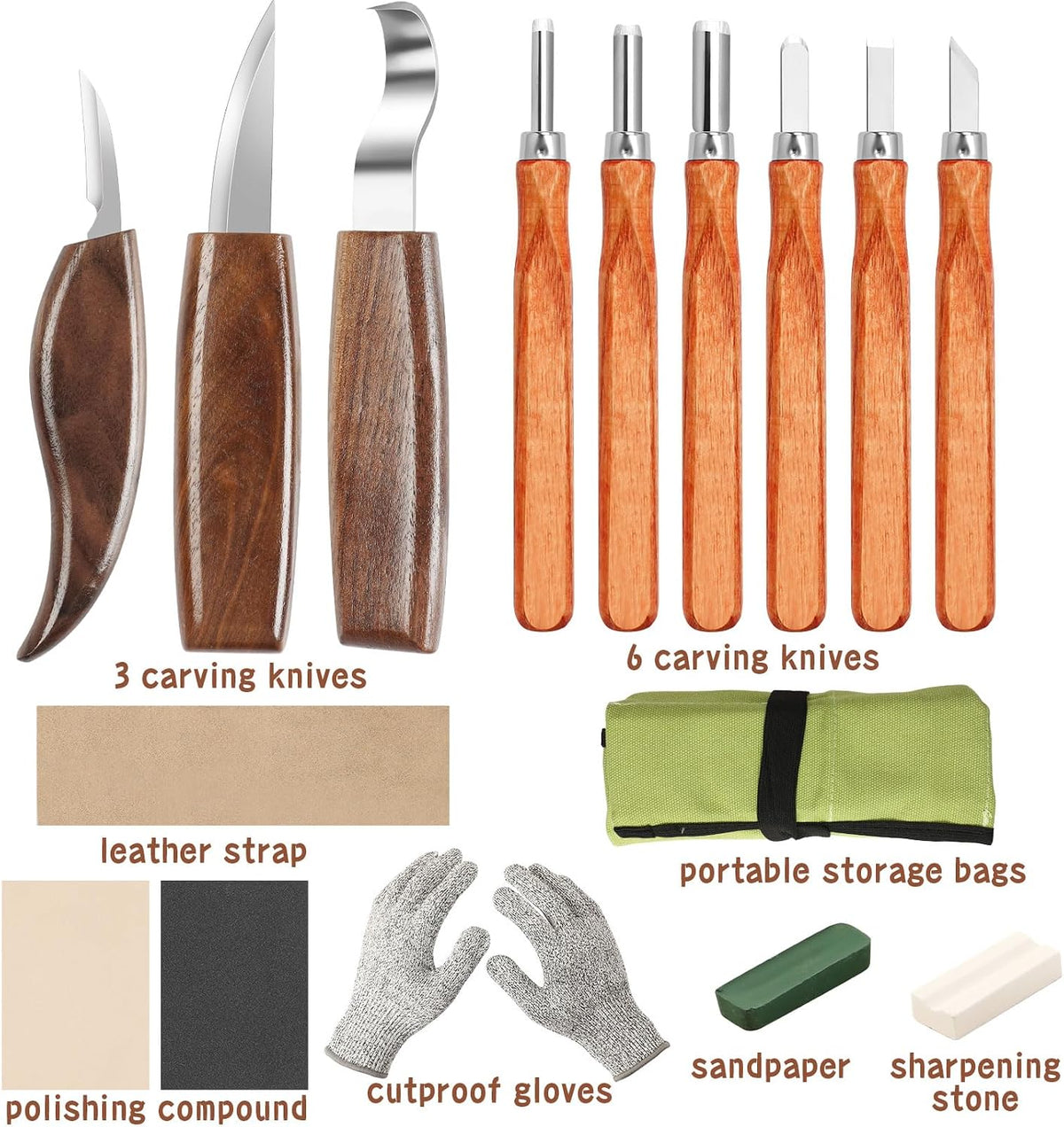 Wood Carving Knife Set, 20 PCS Wood Carving Kit