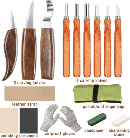 Wood Carving Knife Set, 20 PCS Wood Carving Kit