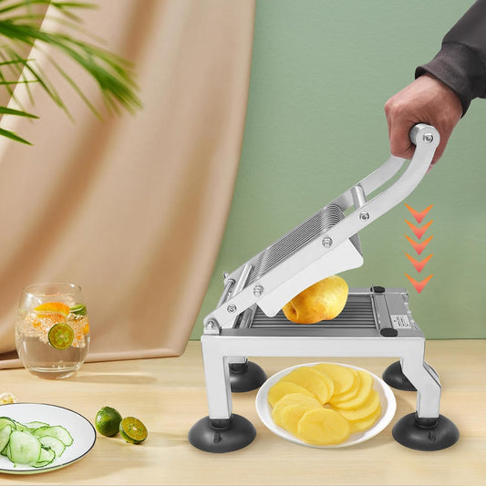 Commercial Tomato Slicer, 0.4”/10mm Thickness Manual Tomato Cucumber Onion Ham Egg Cutter, Heavy Duty Stainless Steel Slicer with 4 Suction Cups for Restaurant Home Use