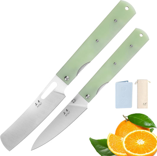 2 piece set 440A stainless steel Blade Japanese pocket folding Chef knife peeling utility knife fruit knif g10 Handle Camping BBQ trip Outdoor Portable kitchen knife