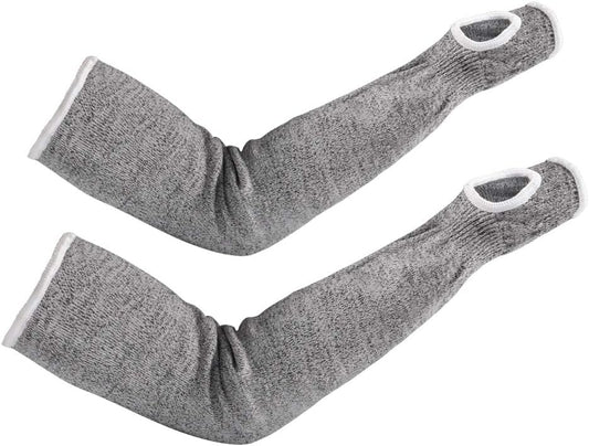 Cut Resistant Sleeves, Level 5 Protection, Slash Resistant Arm Protective Sleeves with Thumb Hole, 1 Pair, 18 Inch (Gray)