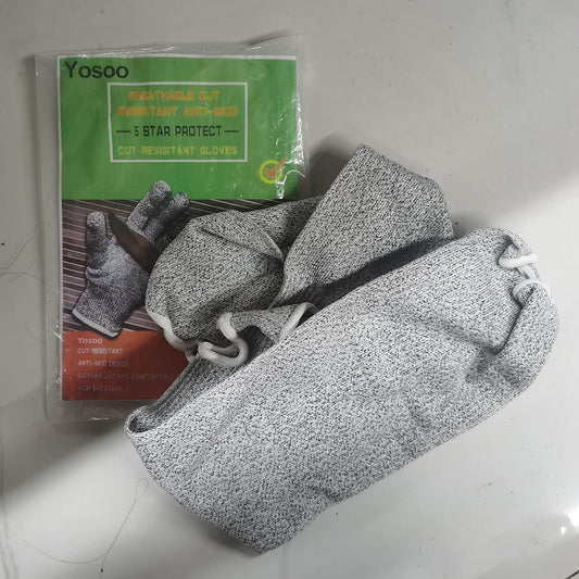 Cut Resistant Sleeves, Level 5 Protection, Slash Resistant Arm Protective Sleeves with Thumb Hole, 1 Pair, 18 Inch (Gray)