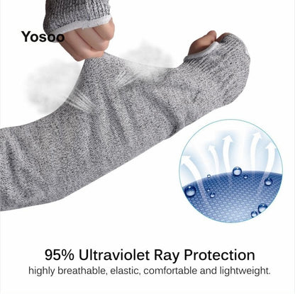 Cut Resistant Sleeves, Level 5 Protection, Slash Resistant Arm Protective Sleeves with Thumb Hole, 1 Pair, 18 Inch (Gray)
