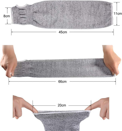 Cut Resistant Sleeves, Level 5 Protection, Slash Resistant Arm Protective Sleeves with Thumb Hole, 1 Pair, 18 Inch (Gray)